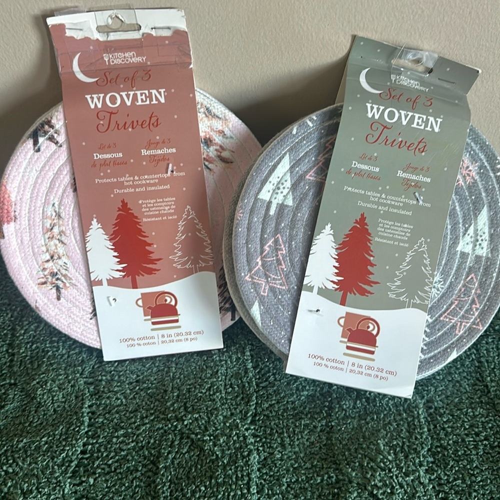 Kitchen Discovery Woven Trivets Christmas Tree 🌲 Set of 6 NEW